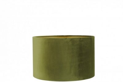 Olijf groene velvet lampenkap gouden binnenkant cilinder
