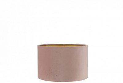Roze velvet lampenkap gouden binnenkant cilinder