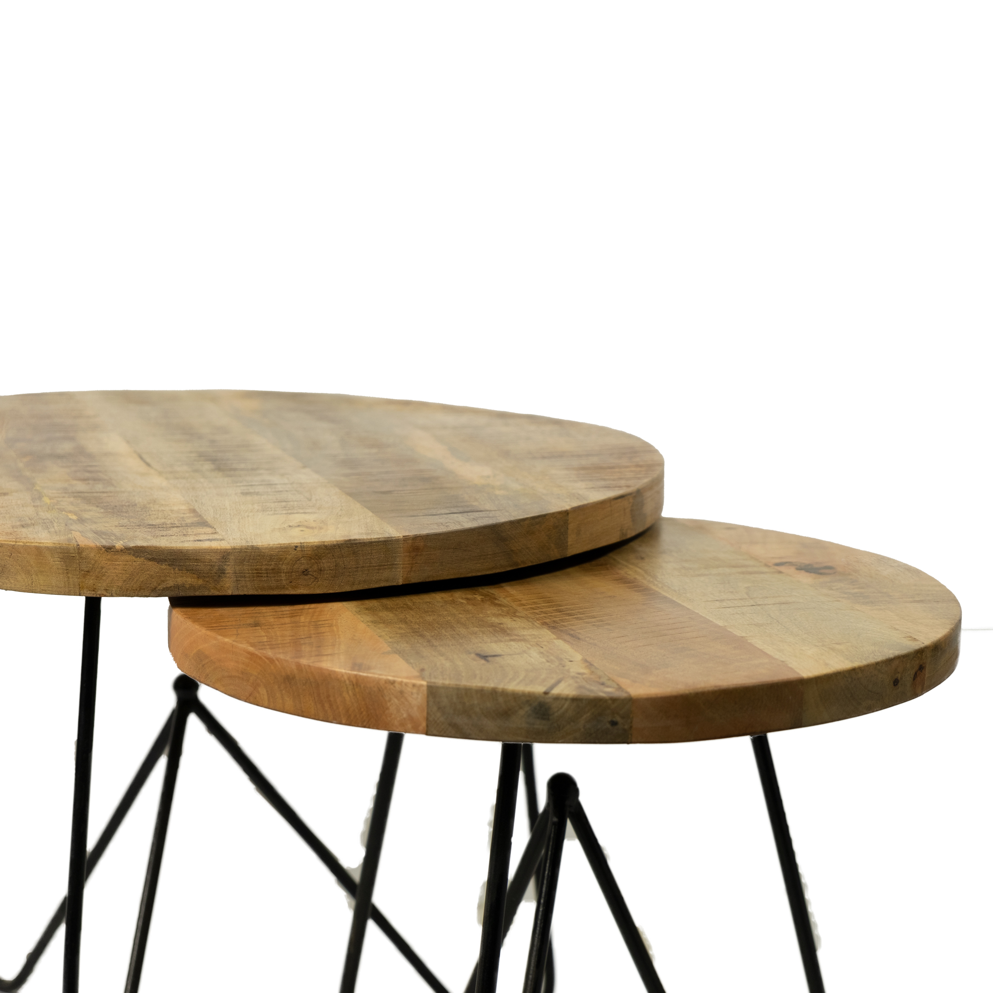 Bouwen op Zeg opzij span Ronde salontafel hout retro 60 cm doorsnee met metalen pootjes