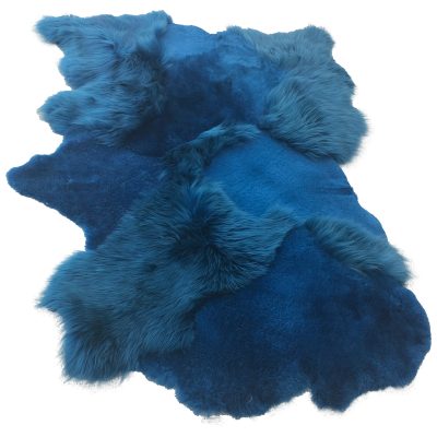 Designer schapenvacht vloerkleed patchwork blauw 120 x 180 cm